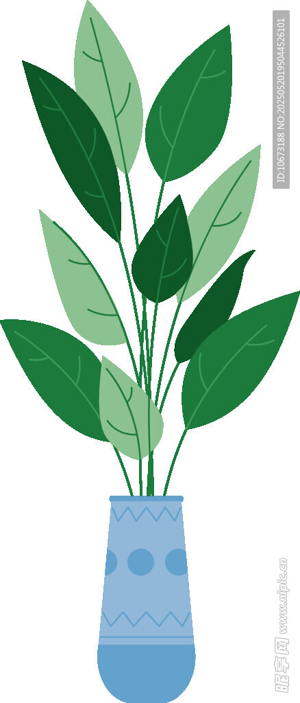 藍瓶綠植插畫
