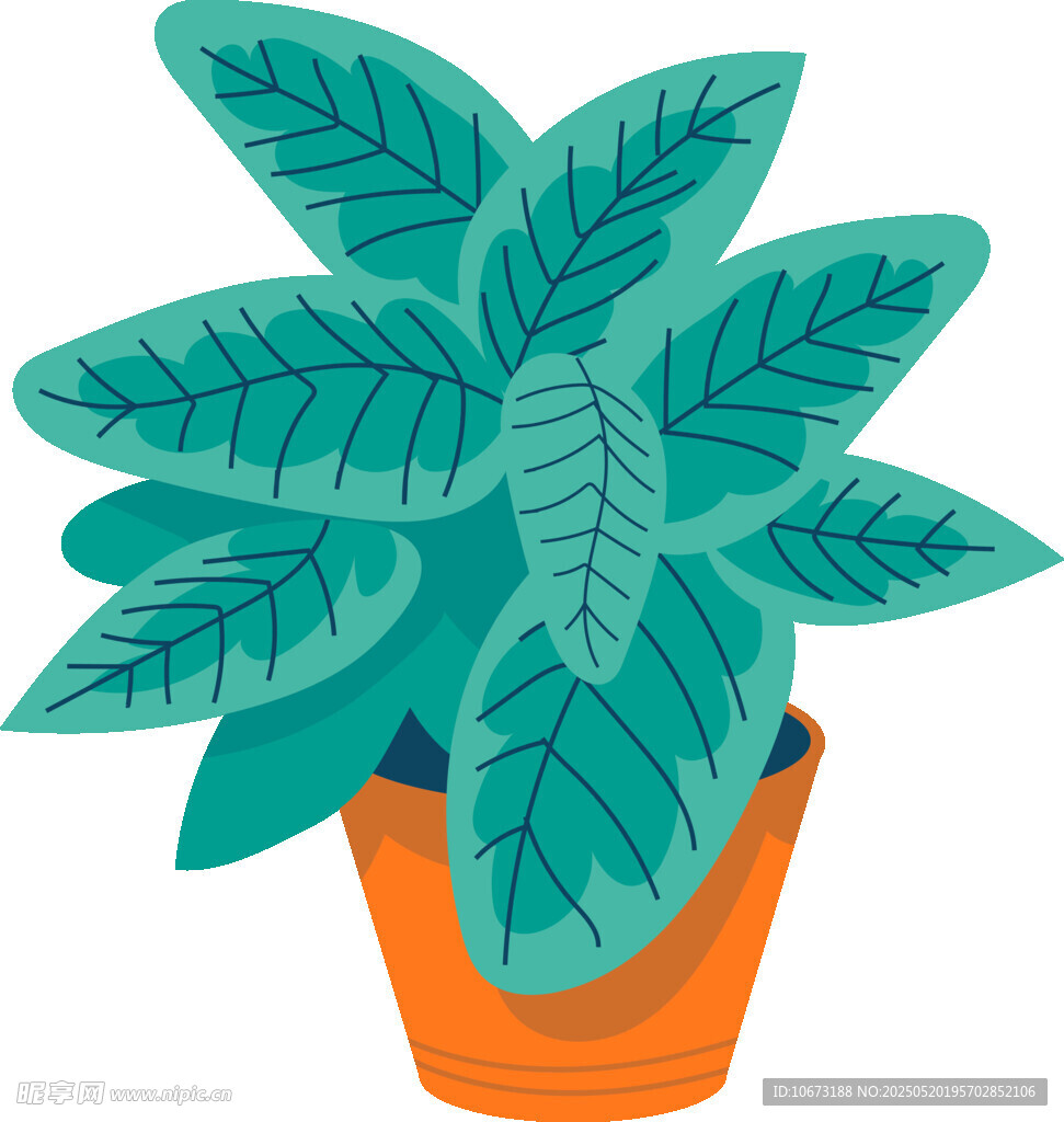 盆栽綠植插畫