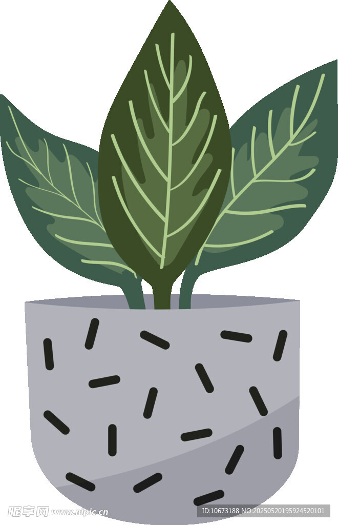 簡約風盆栽植物插畫