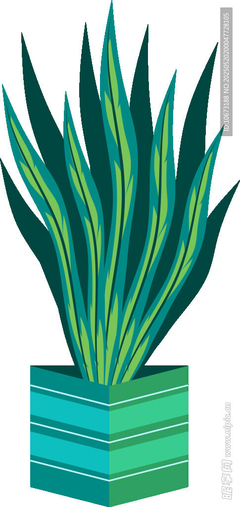 綠色盆栽植物插畫
