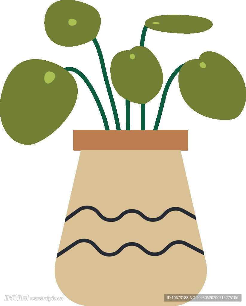 陶罐中的綠植插畫