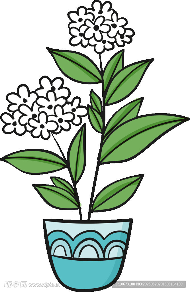盆栽花卉插畫