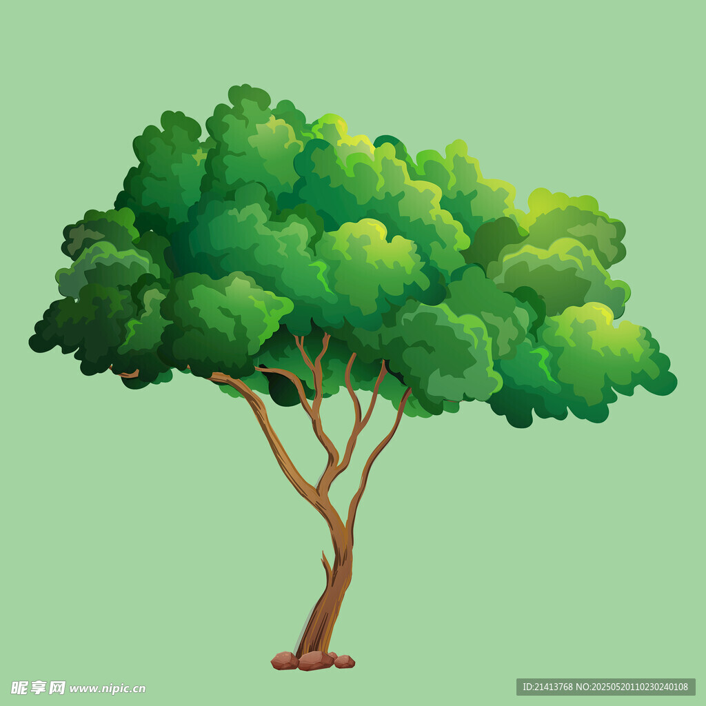 茂盛綠樹插畫