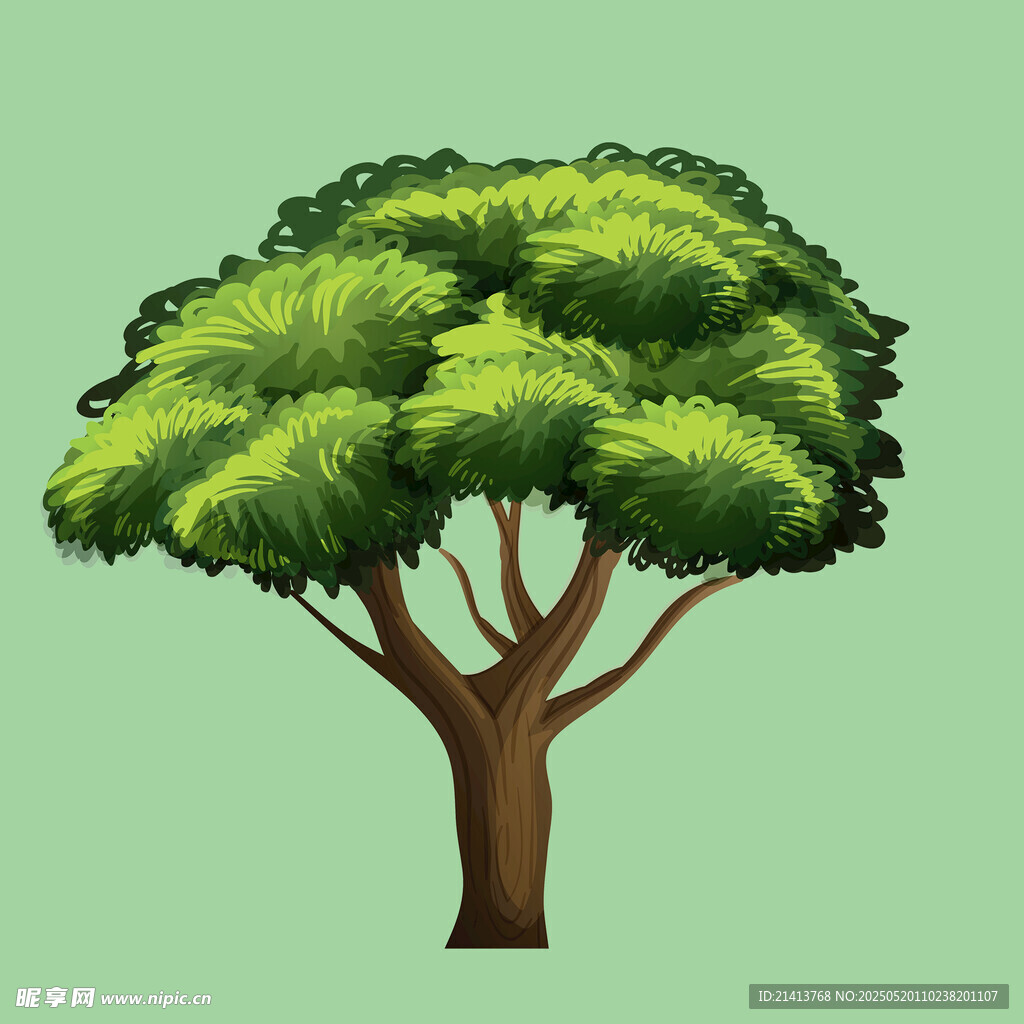 茂盛的綠色大樹插畫