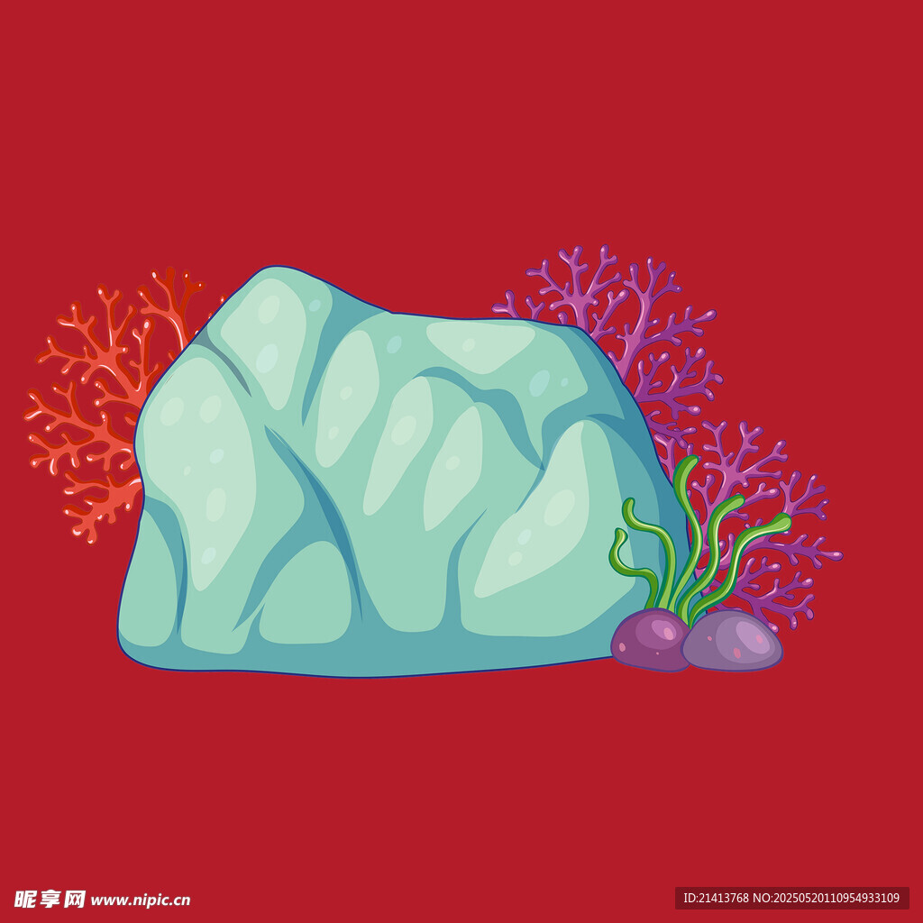 海底藍白色巖石與珊瑚