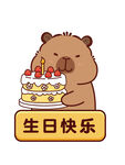 卡皮巴拉捧蛋糕慶祝生日快樂
