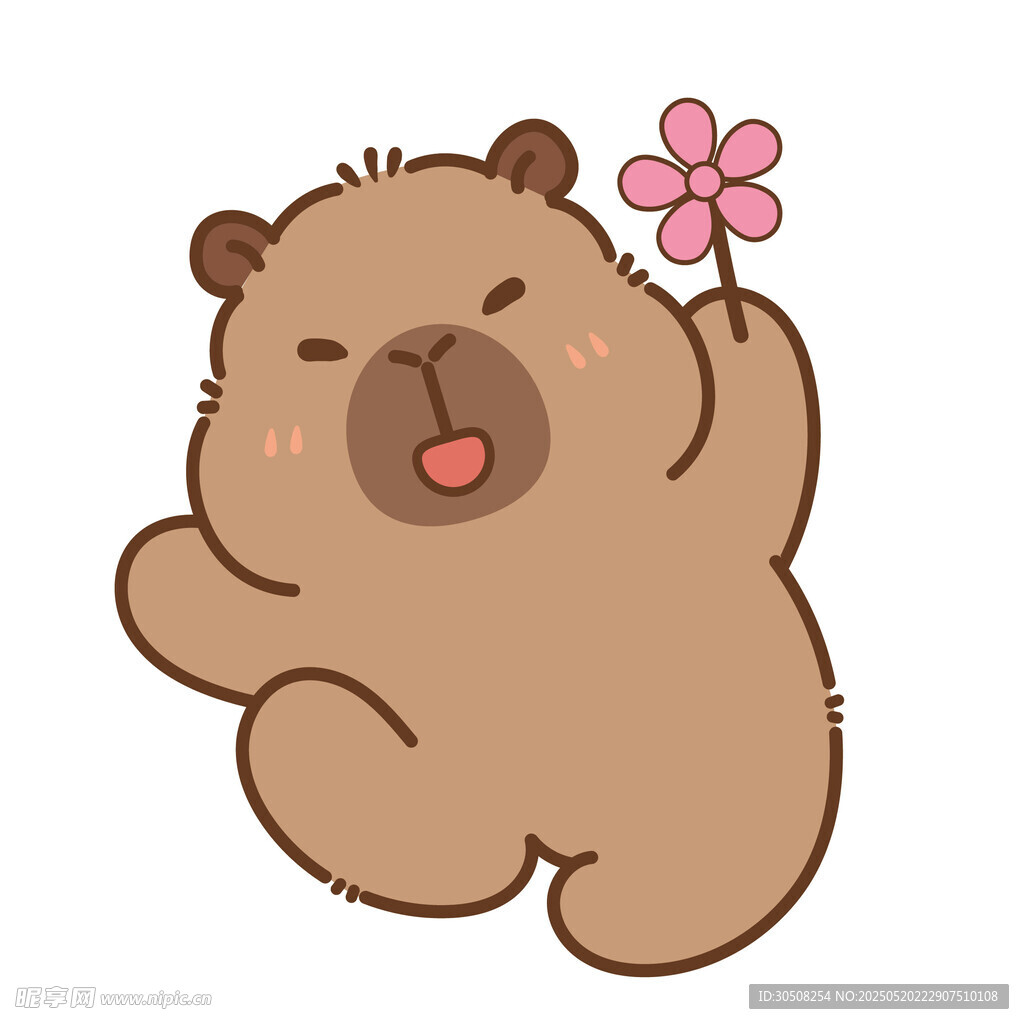 卡皮巴拉手持小花超可愛
