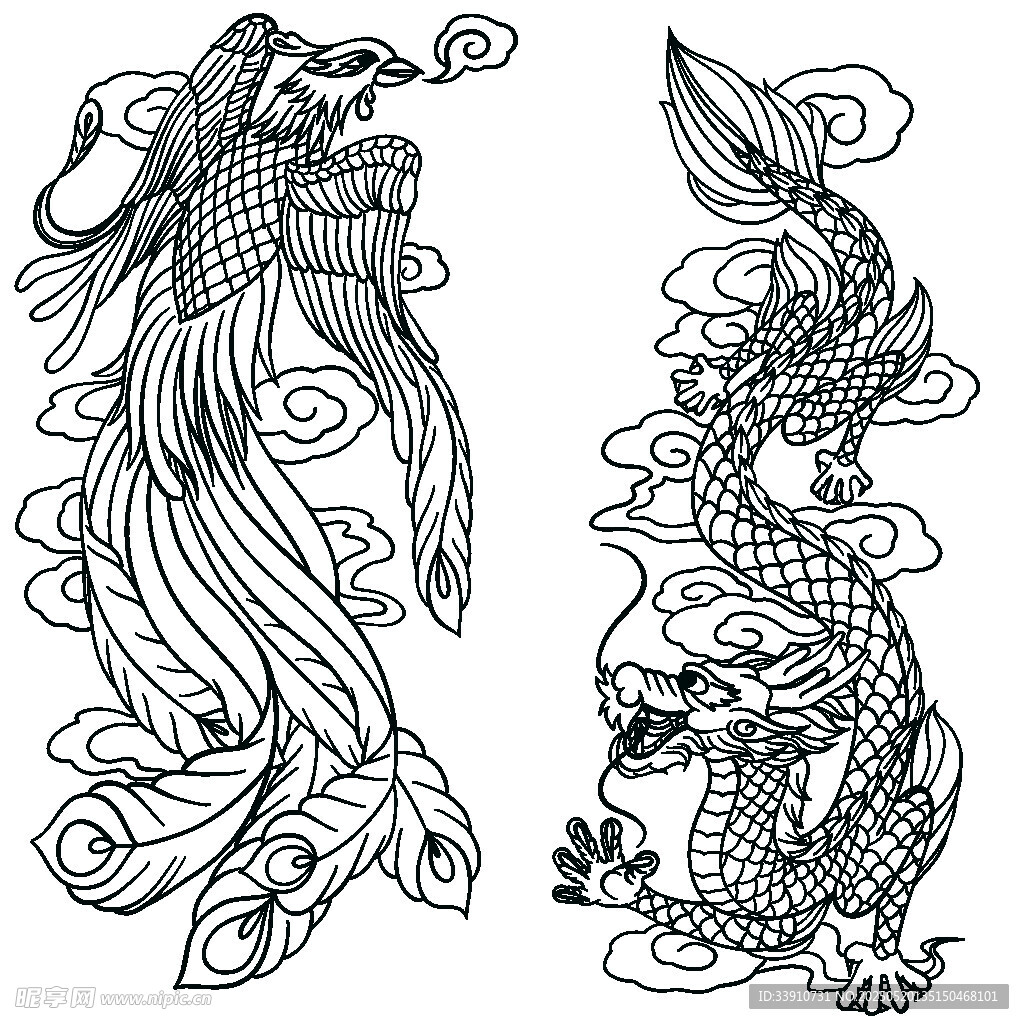 傳統龍紋圖案設計稿