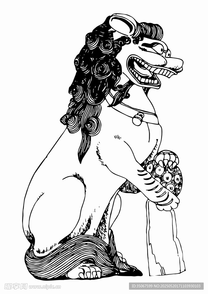 傳統中式石獅子圖案