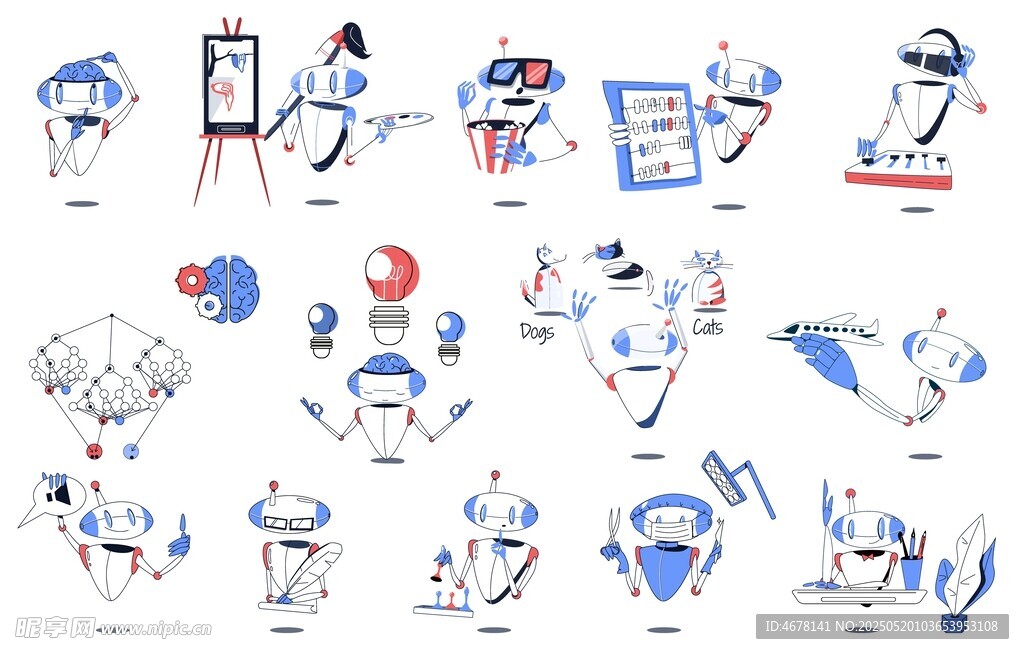 機器人科技辦公人物插畫元素