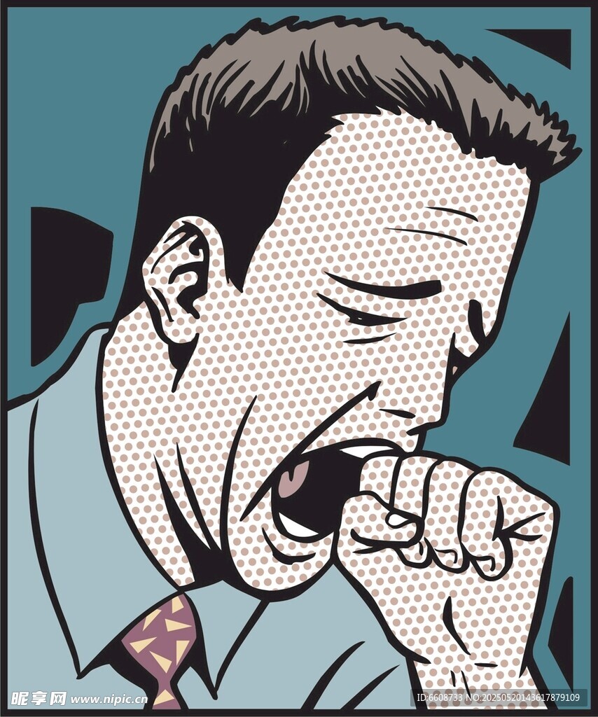 男子打哈欠瞬間