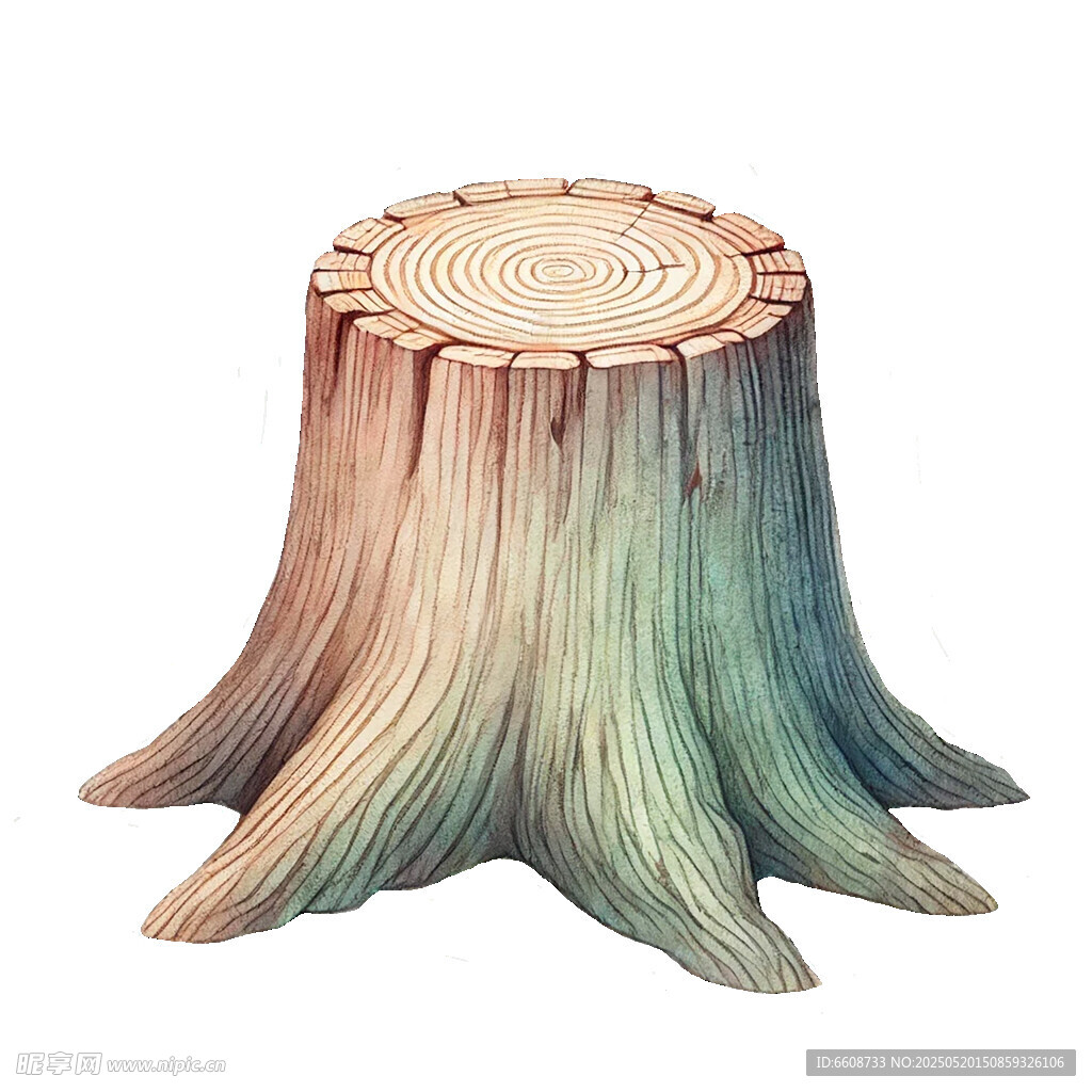 多彩樹樁插畫