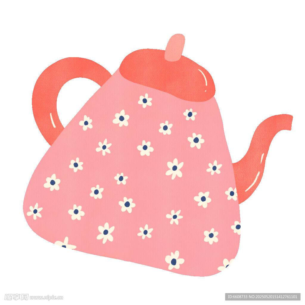粉色小花圖案的可愛茶壺