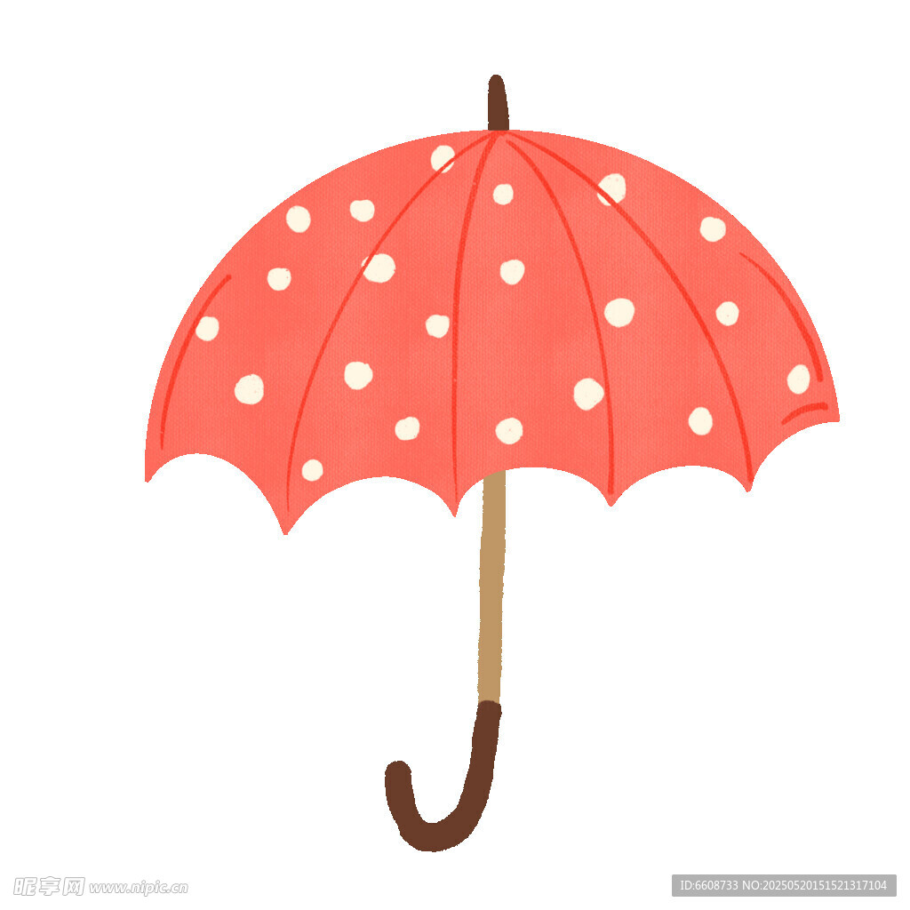 紅色波點(diǎn)雨傘插畫