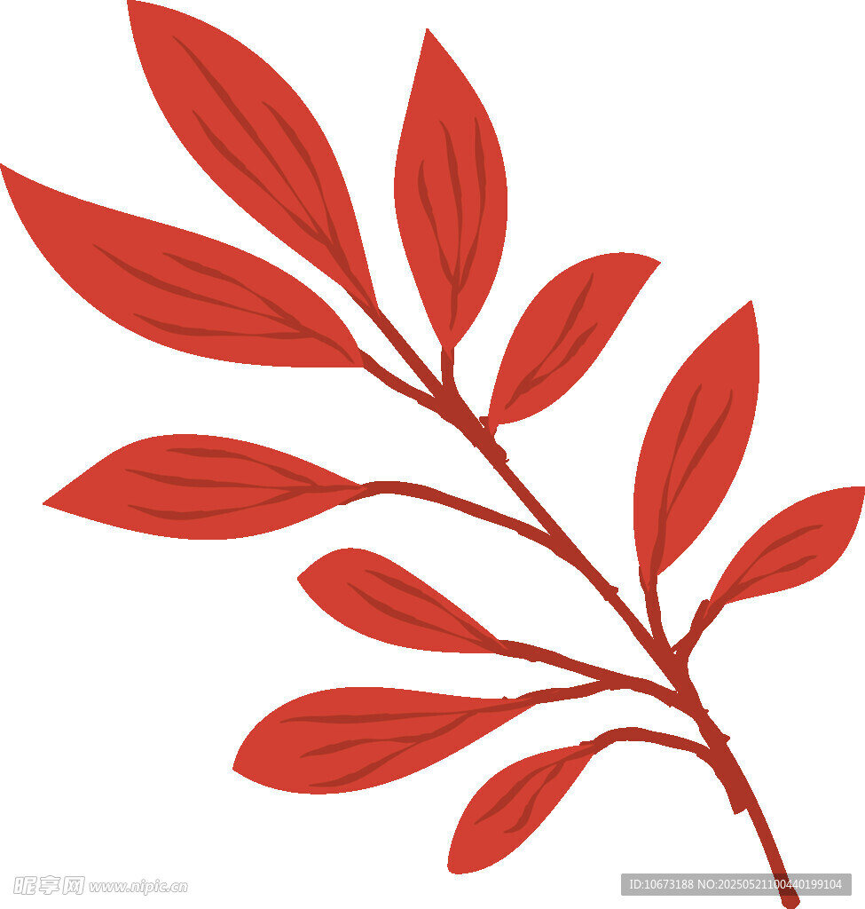 紅色枝葉插畫