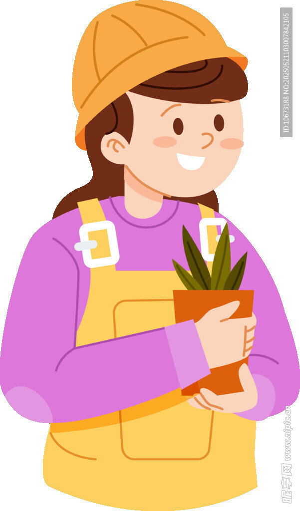 手持綠植的園藝女孩