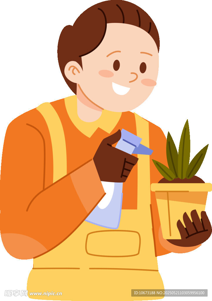 園藝師細心澆灌盆栽植物