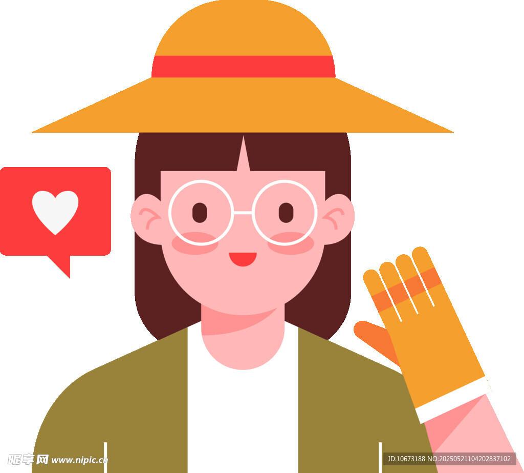 戴帽女士展示愛心與手套