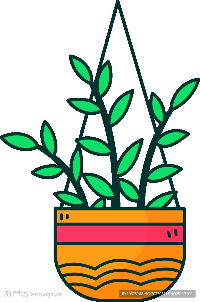 懸掛盆栽植物插畫