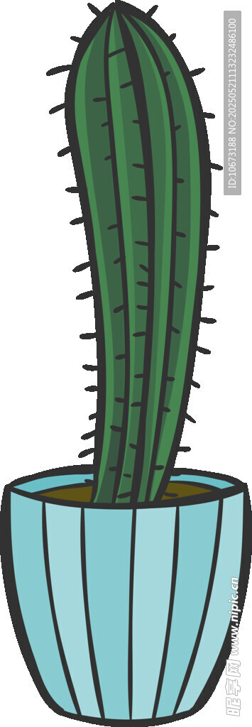 盆栽仙人掌插畫