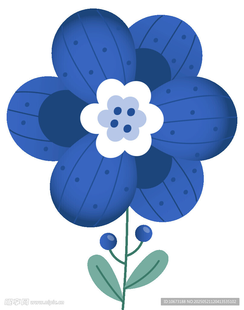藍色花朵插畫