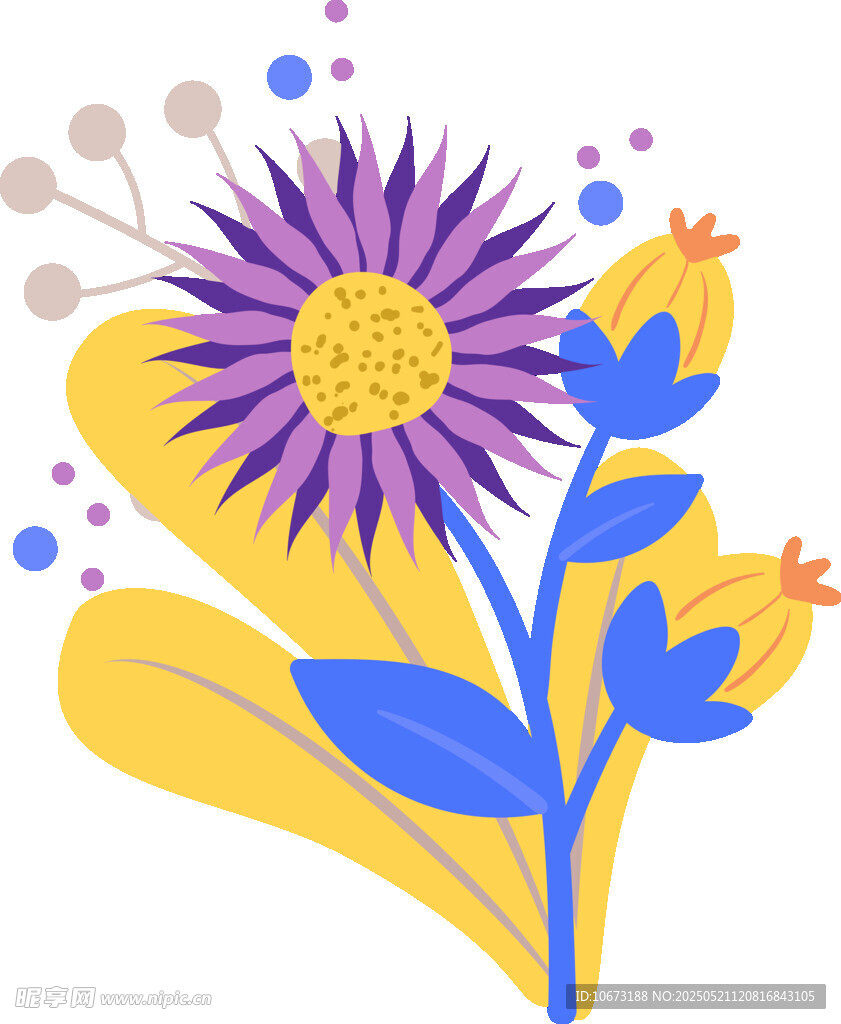 紫色花朵插畫