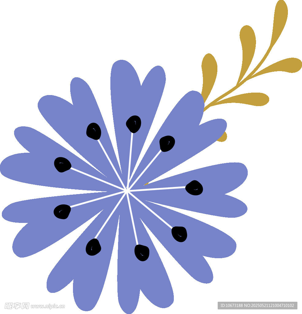 藍(lán)色花朵配金色枝葉圖案