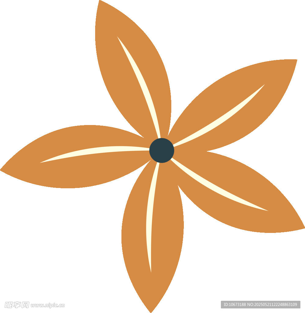 橙色五瓣花朵圖案