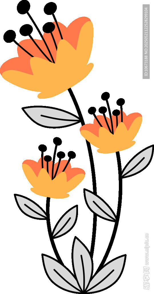 手繪黃色花朵插畫圖案