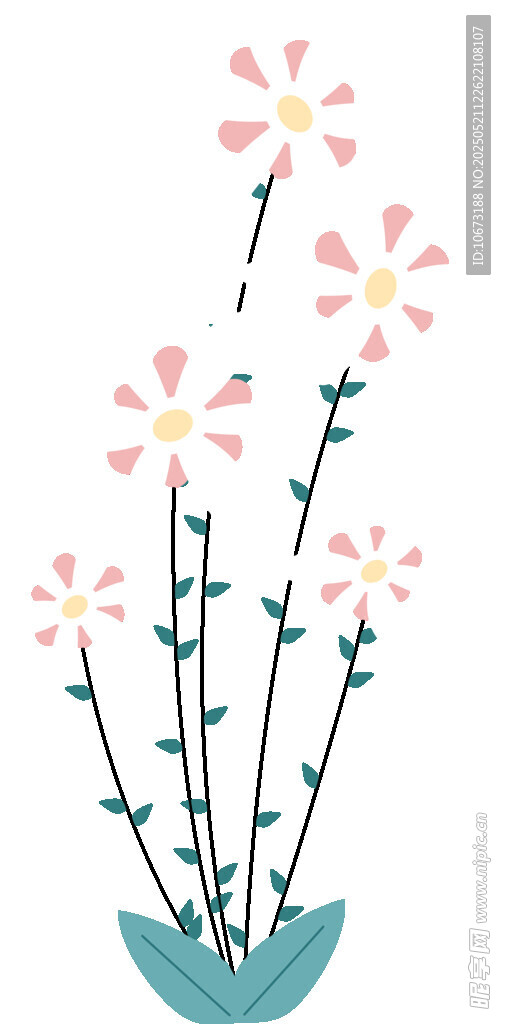 手繪粉色小花插畫