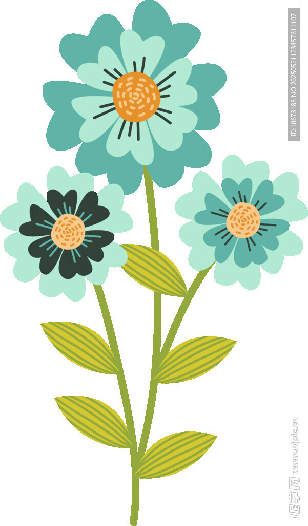 清新藍花插畫圖案