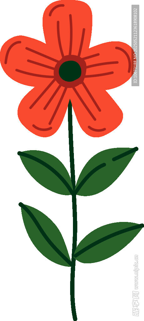 紅色花朵插畫