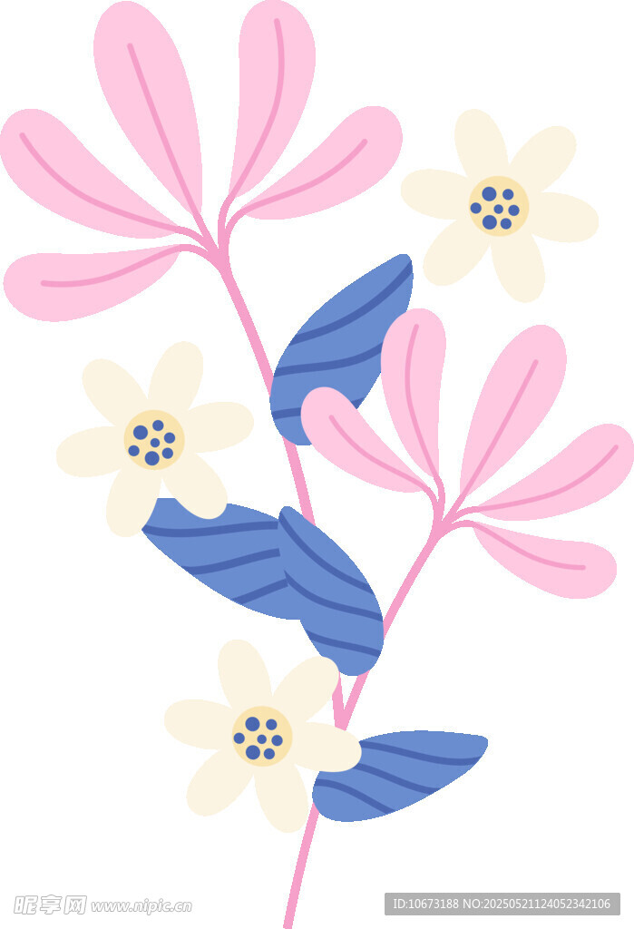 粉色花卉插畫圖案設計