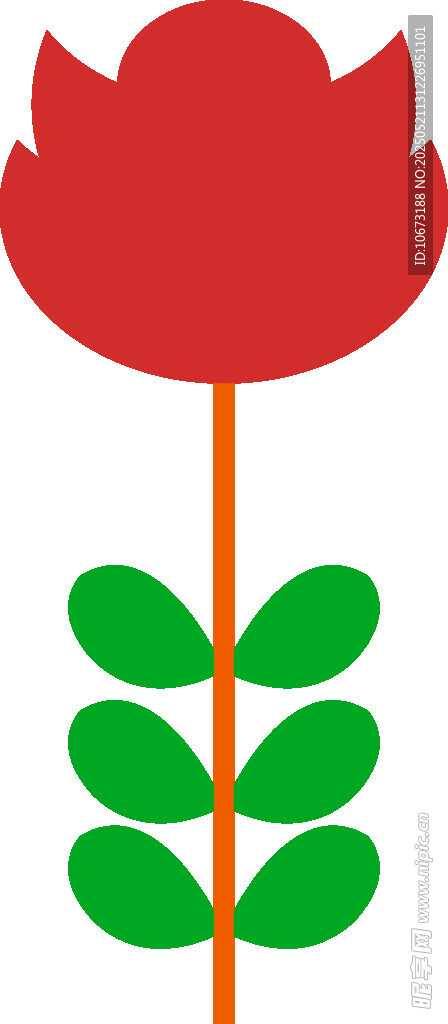 紅色花朵配綠色葉片圖案