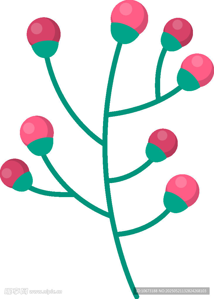 粉色花朵枝條插畫