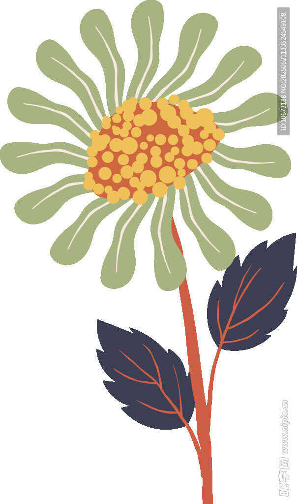 手繪綠色花朵插畫
