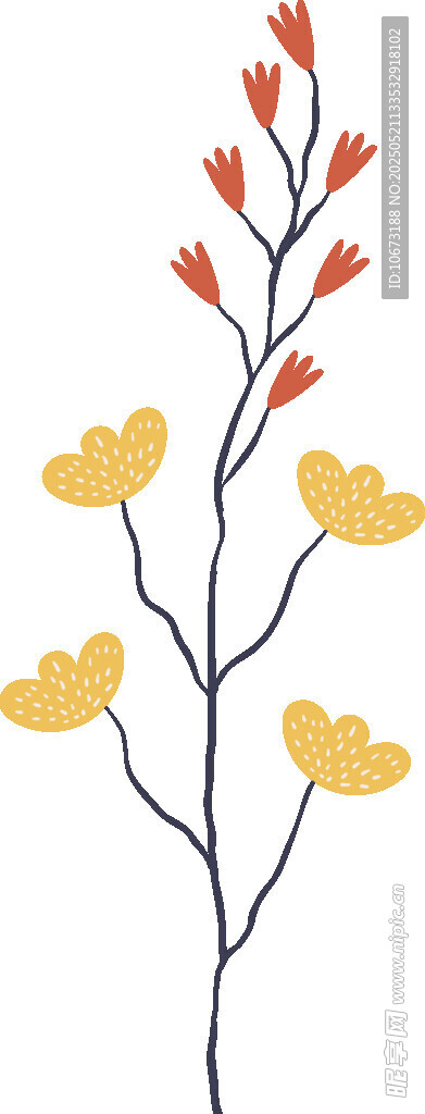 黃色花朵插畫植物圖案