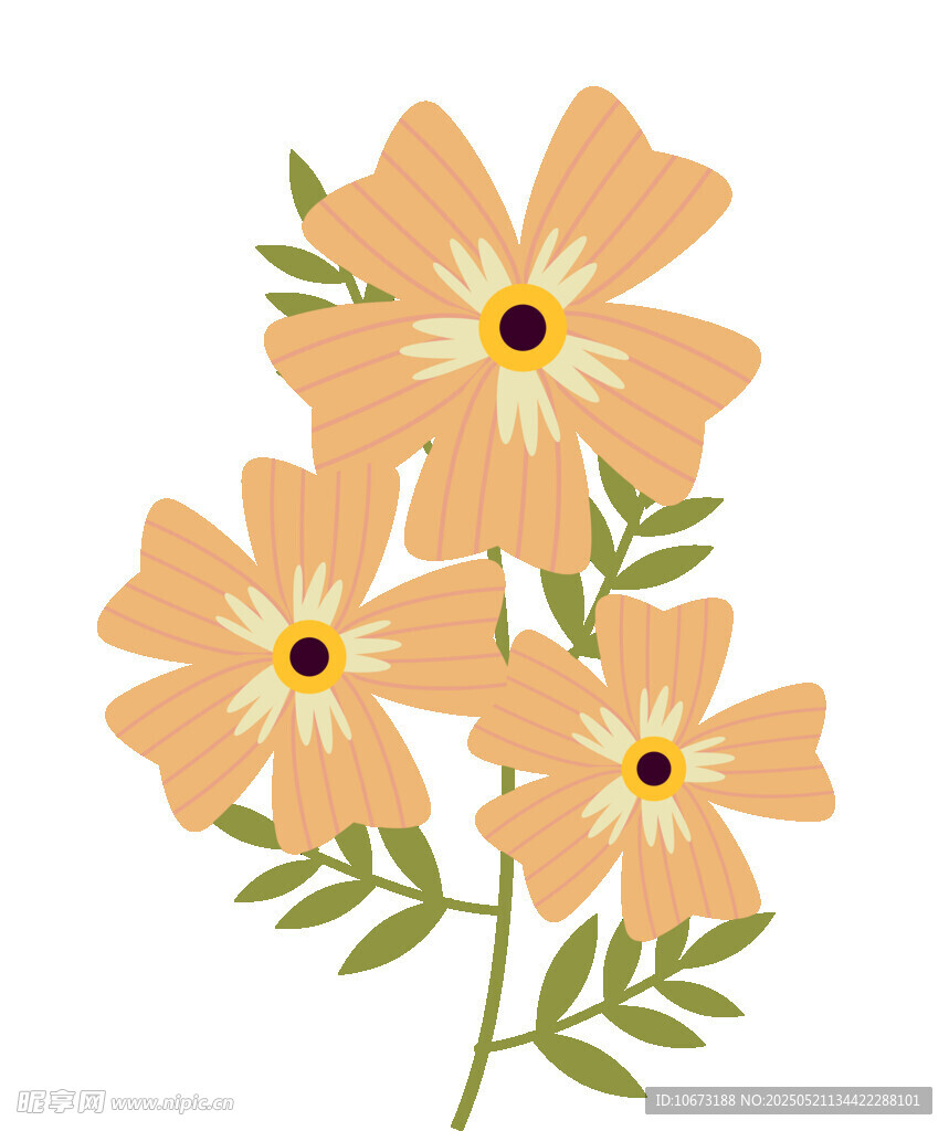 三朵橙色小花插畫