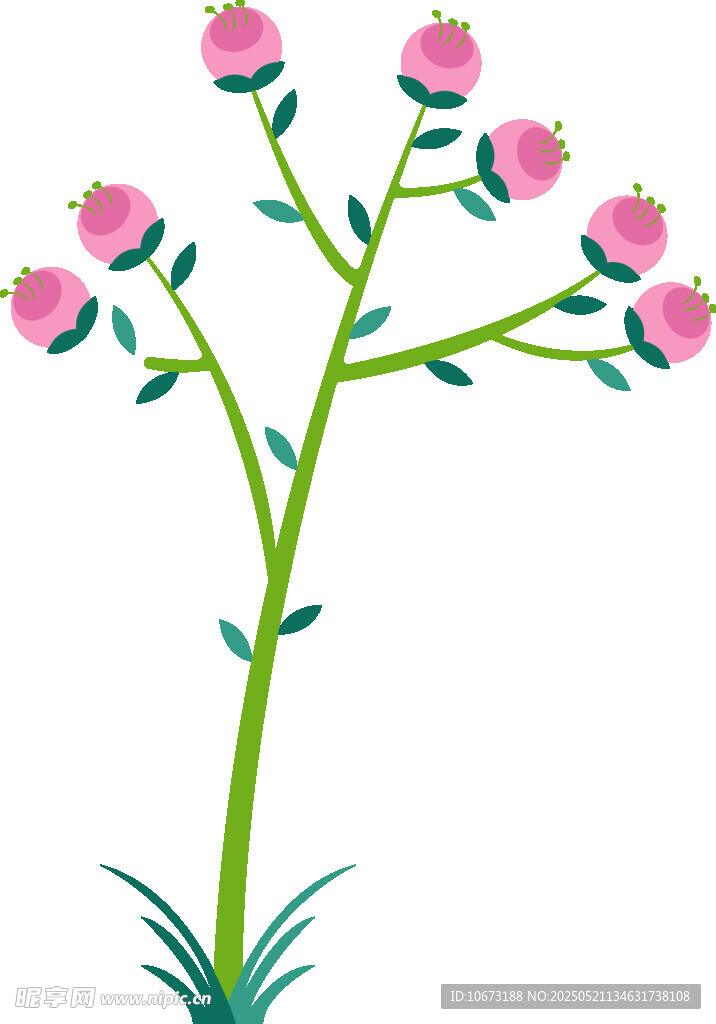 粉色花朵插畫植物圖案