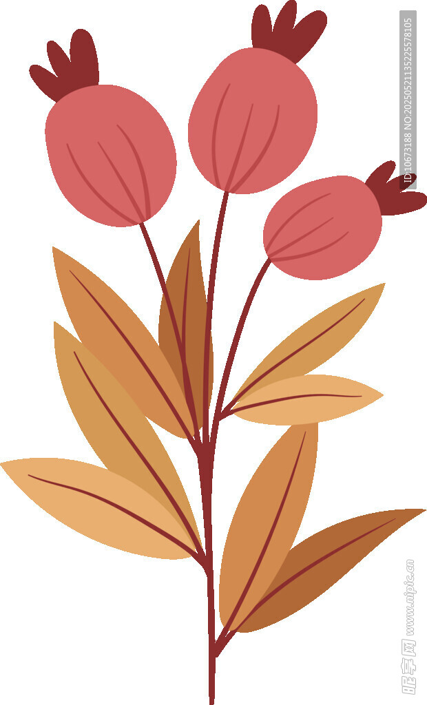 紅色漿果與葉片插畫