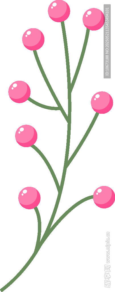 粉色珠狀花枝條插畫(huà)