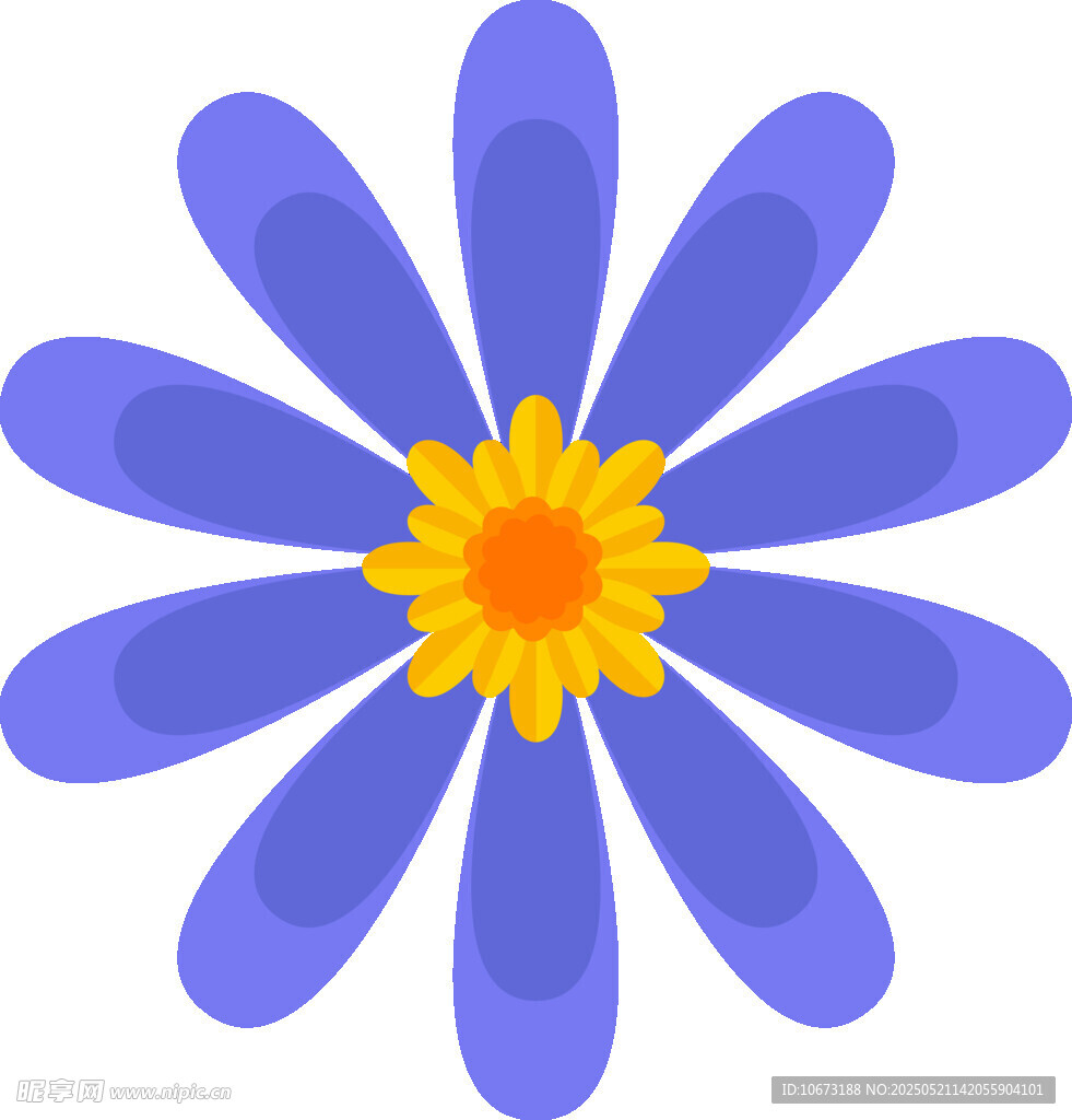藍色花朵插畫