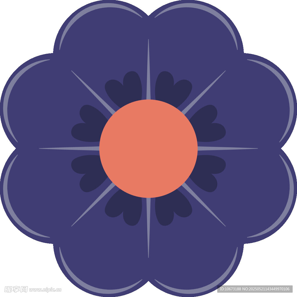 藍(lán)色花朵圖案設(shè)計(jì)元素
