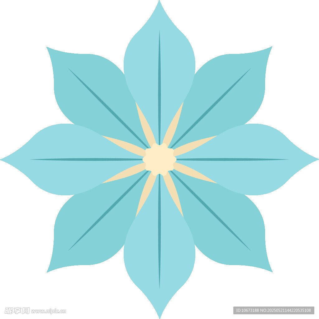藍色八瓣花朵圖案