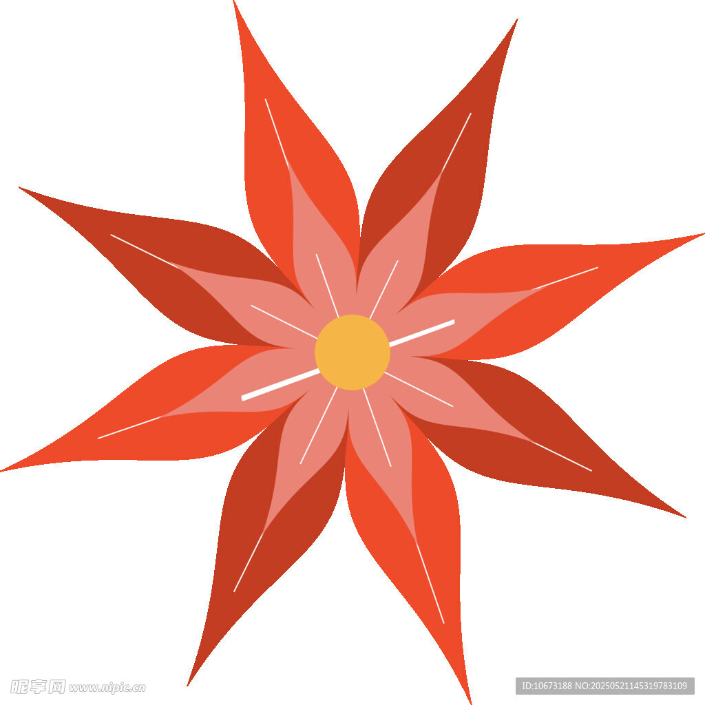 紅色八瓣花朵插畫