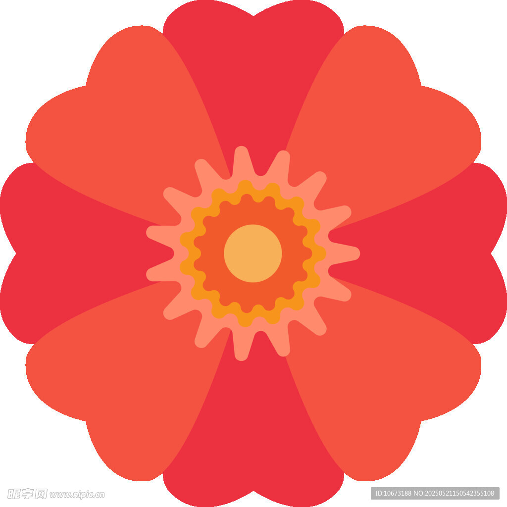 紅色花朵圖案設計元素