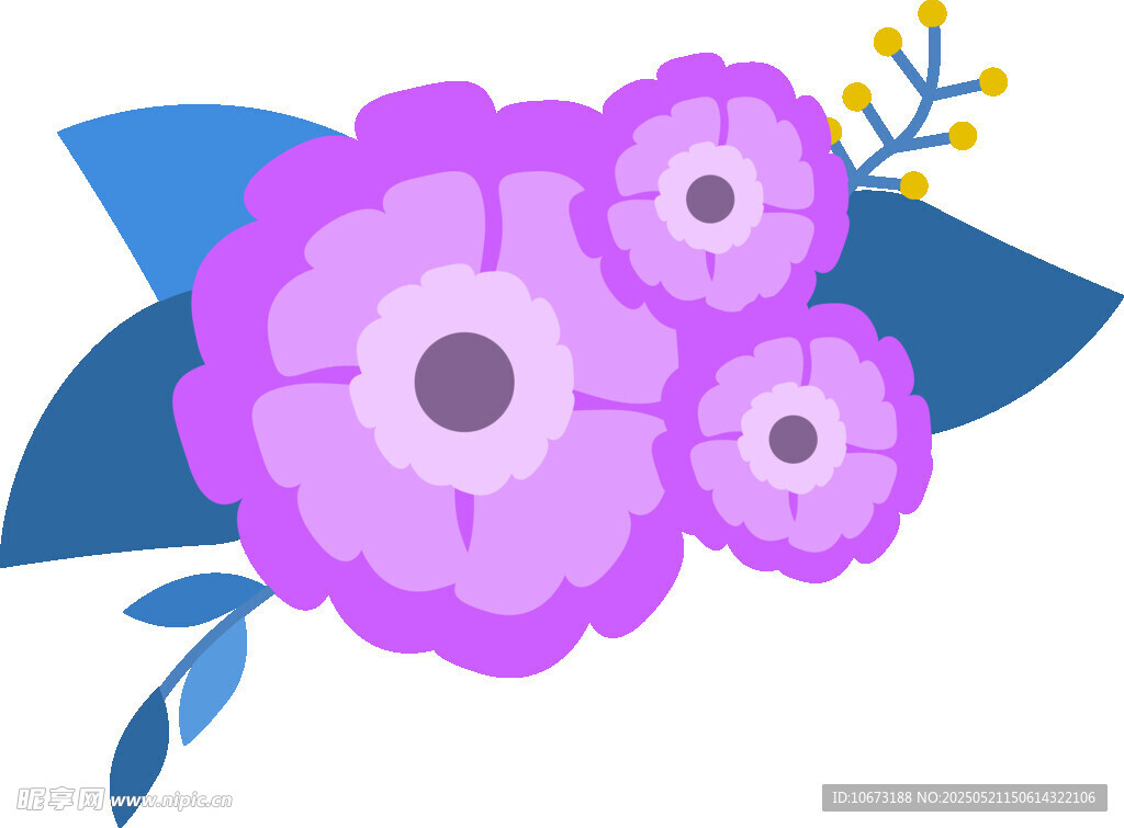 紫色花卉插畫