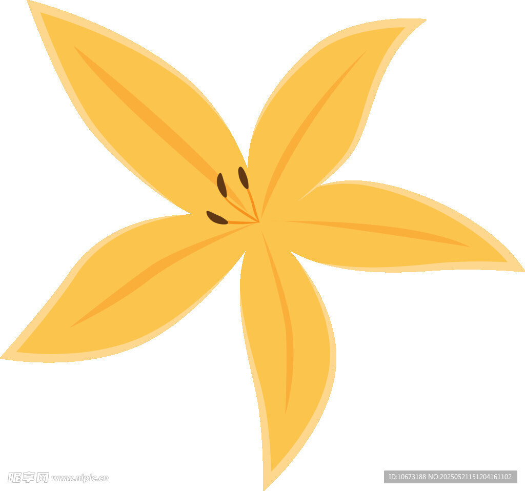 黃色五瓣花朵插畫
