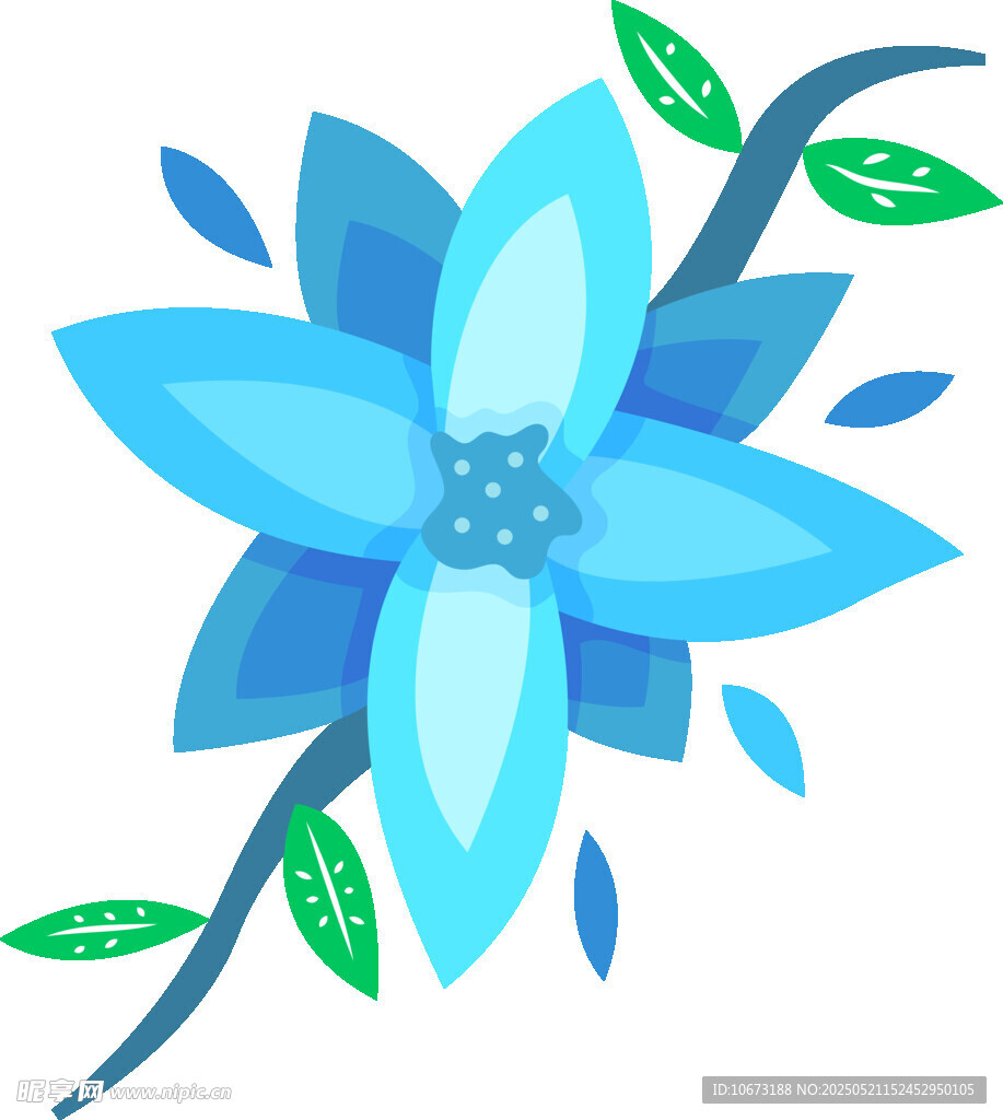 藍色花朵插畫