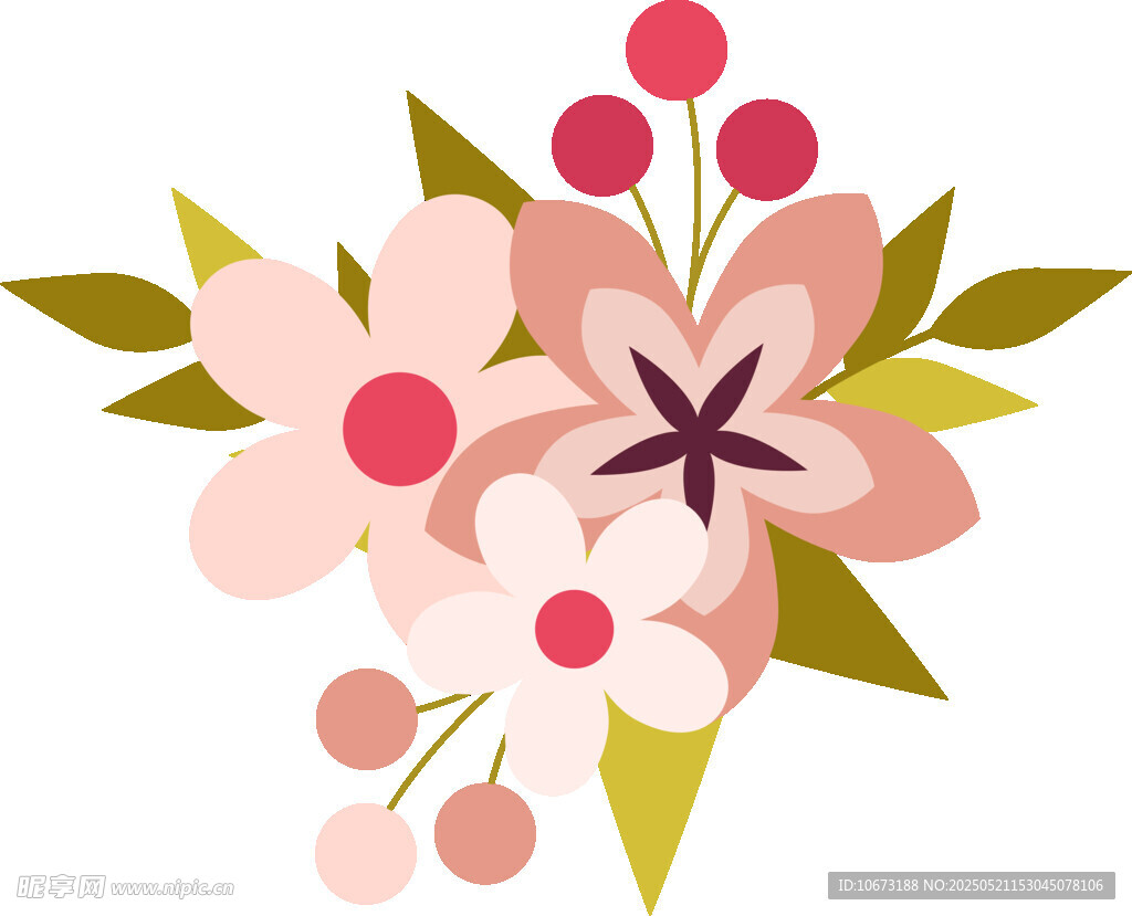 粉色花卉插畫